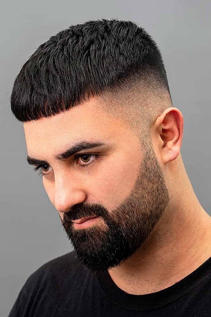 Fade haircut with beard for men over 50