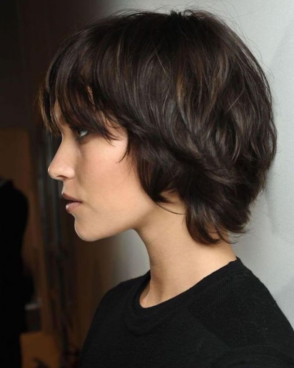 Oblique view of a hairstyle, featuring a unique and distinctive look