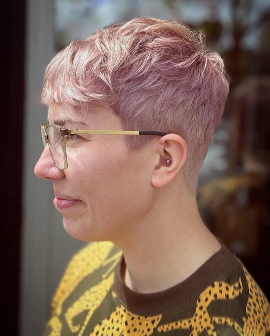 Choppy Pixie With Long Pale Pink