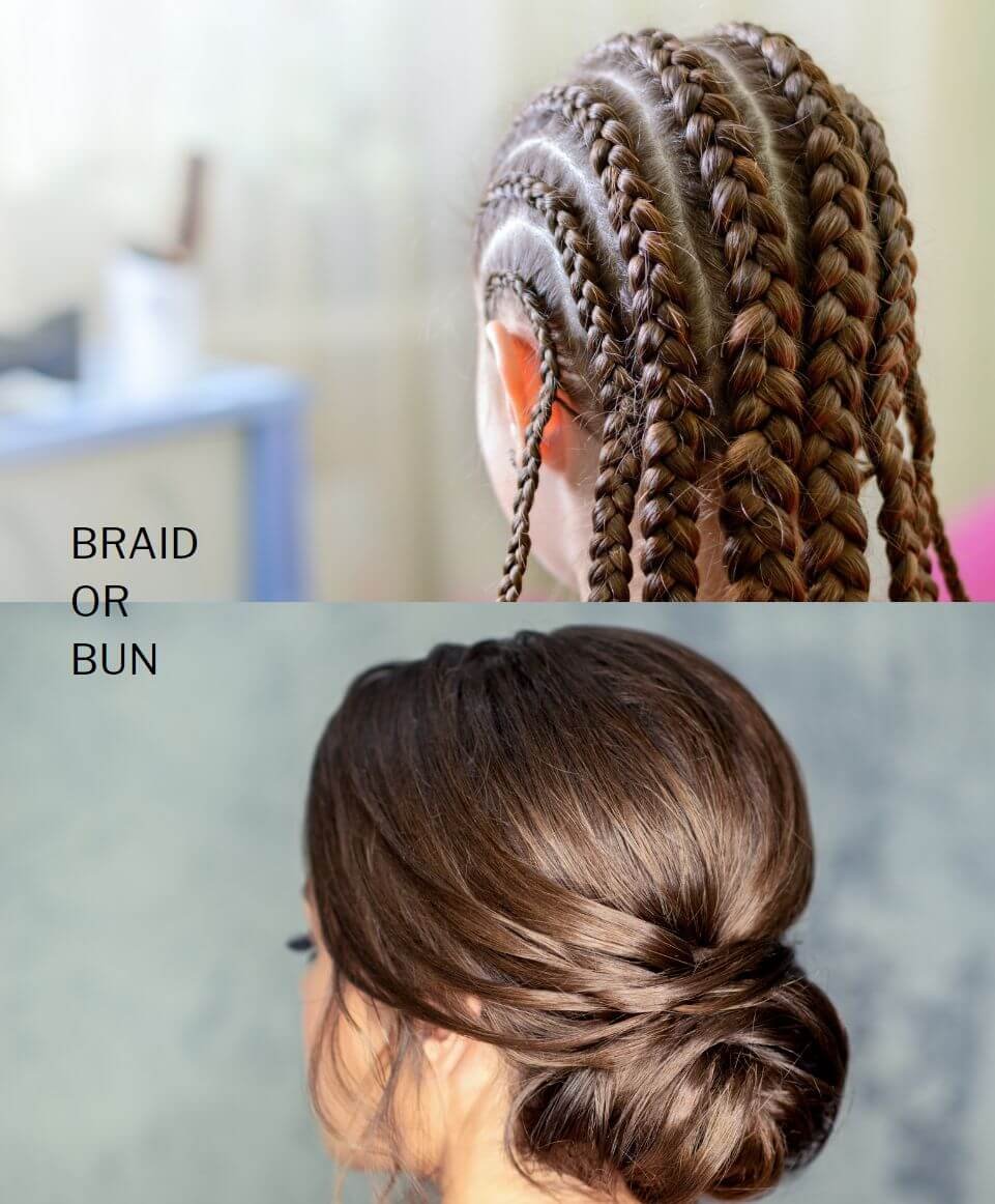 Try braids or buns for sleeping with wet hair to protect and reduce damage