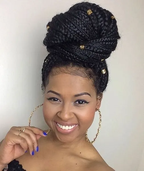 Adorable Braided High Bun for Black Girls