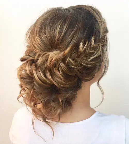 Braided Crown With Loose Curls..