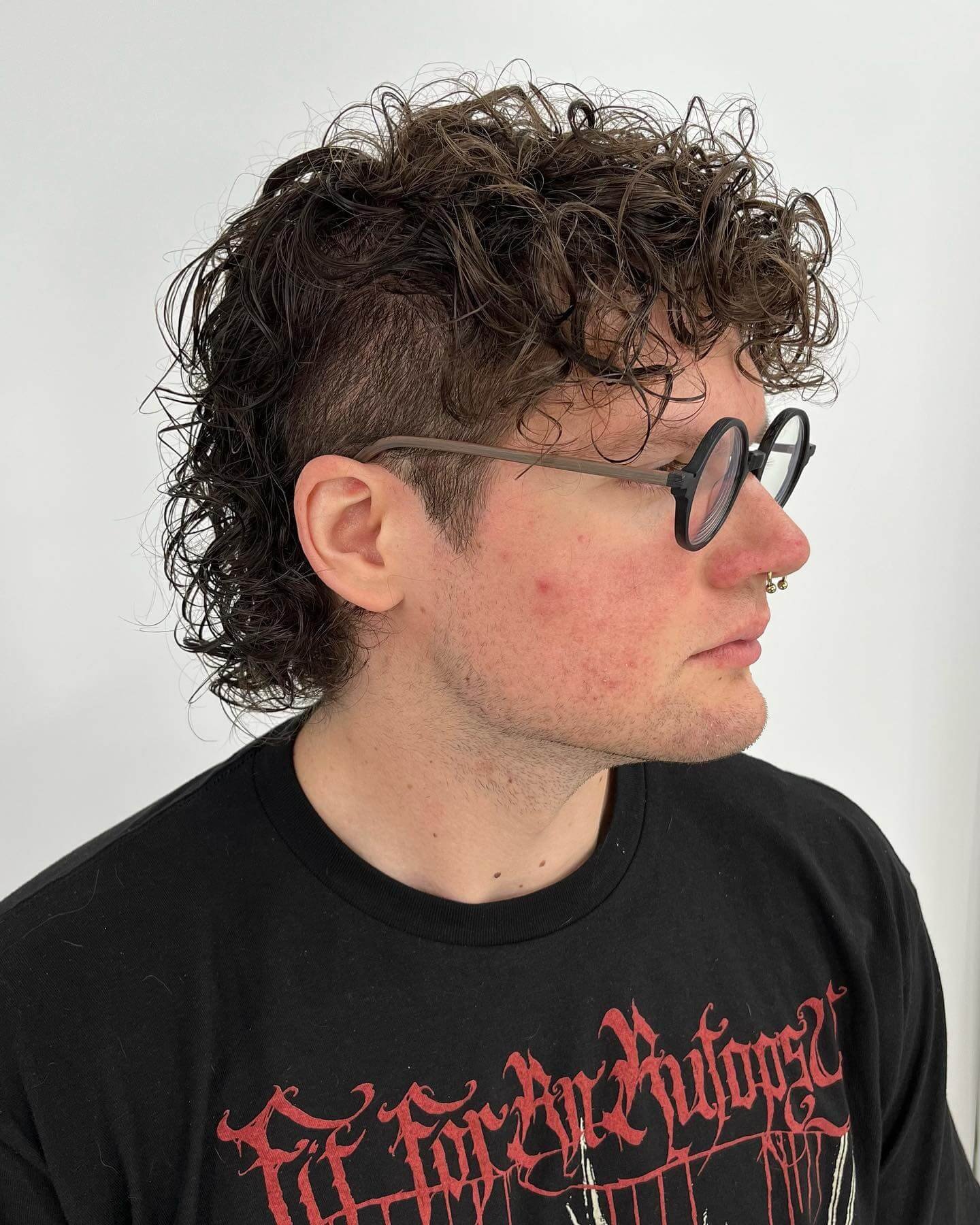 Curly Mullet With Temp Fade