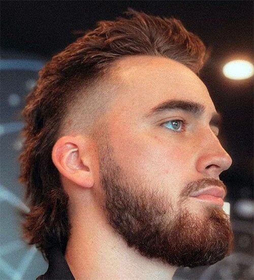 High Volume Mullet Fade With Full Beard