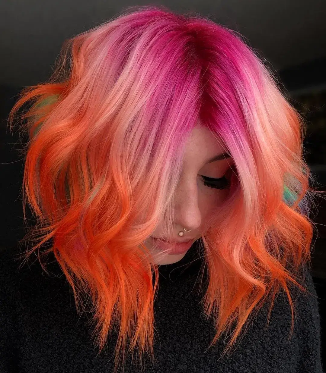 Pink-orange Hair Color: Difference In Color With And Without Bleach ...